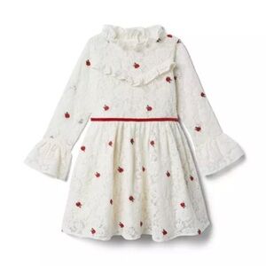 Janie and Jack Lace Rose Embroidered Dress in cream and sugar size 2T